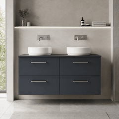 [BFLE1424W2] Bramshall Contemporary 4 Drawer Wall Hung Vanity Unit with Worktop, 1200mm, Choice of Colour