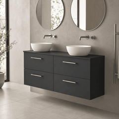 [BFLE1424W2] Bramshall Contemporary 4 Drawer Wall Hung Vanity Unit with Worktop, 1200mm, Choice of Colour