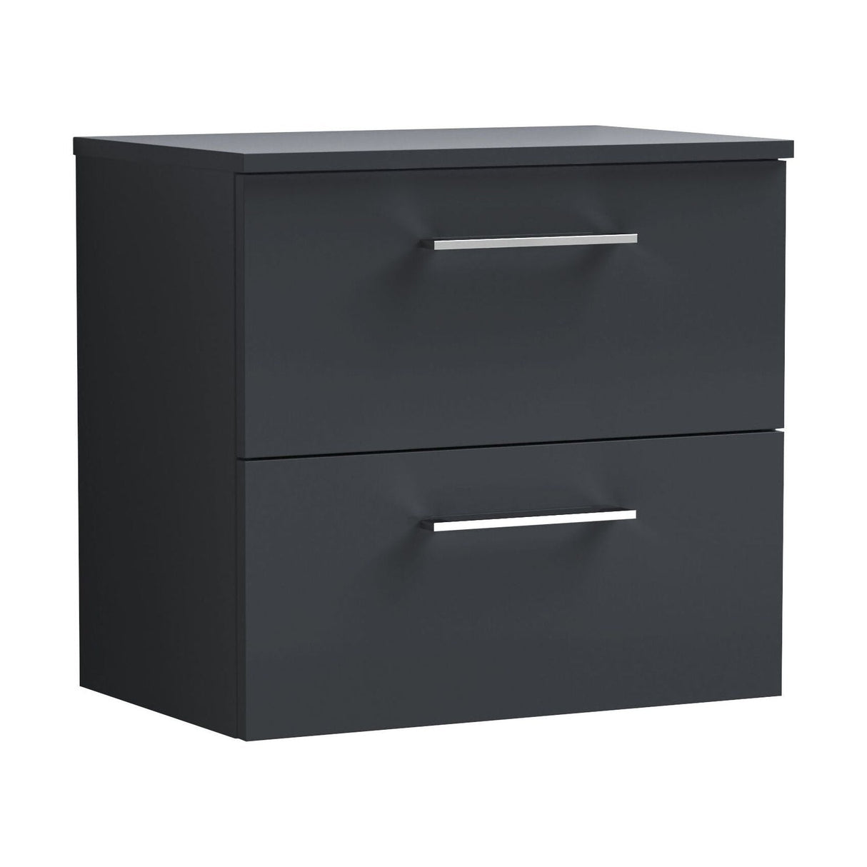 [BFLE1424W] Bramshall Contemporary 2 Soft Close Drawer Wall Hung Vanity Unit with Worktop, Choice of Size and Colour - Cutout