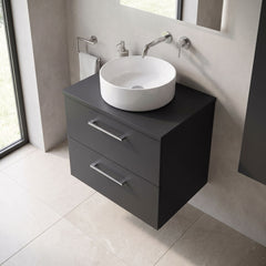 [BFLE1424W] Bramshall Contemporary 2 Soft Close Drawer Wall Hung Vanity Unit with Worktop, Choice of Size and Colour