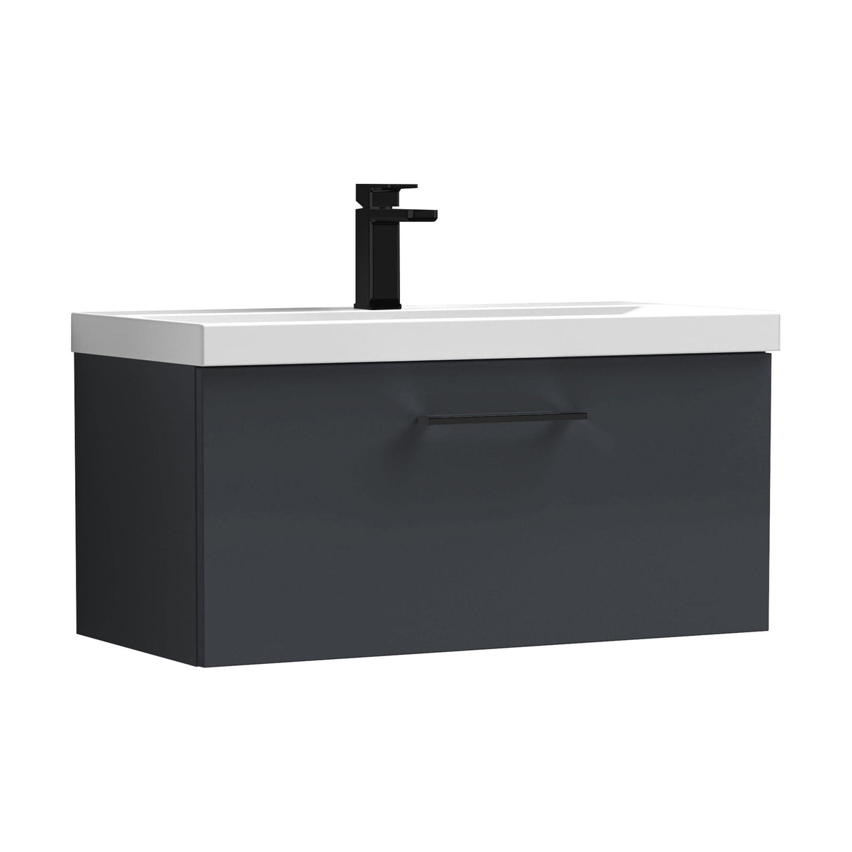 [BFLE1425AH018] Bramshall Wall Hung 1 Drawer Vanity Unit with Mid-Edge Ceramic Basin - Choice of Colour, Handle Finish and Size - Cutout