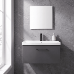 [BFLE1425AH018] Bramshall Wall Hung 1 Drawer Vanity Unit with Mid-Edge Ceramic Basin 800mm - Studio Shot
