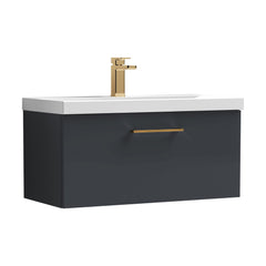 [BFLE1425AH1516] Bramshall Wall Hung 1 Drawer Vanity Unit with Mid-Edge Ceramic Basin - Choice of Colour, Handle Finish and Size - Cutout