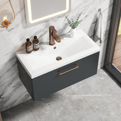 [BFLE1425AH1516] Bramshall Wall Hung 1 Drawer Vanity Unit with Mid-Edge Ceramic Basin 800mm - Lifestyle 2