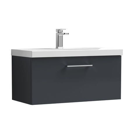 [BFLE1425A] Bramshall Wall Hung 1 Drawer Vanity Unit with Mid-Edge Ceramic Basin - Choice of Colour, Handle Finish and Size - Cutout
