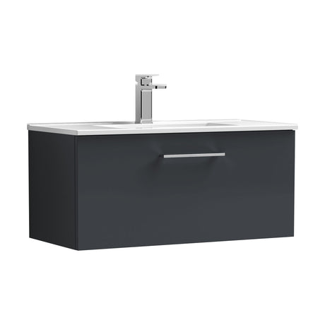 [BFLE1425B] Balterley  Modern Bathroom 1 Soft Close Drawer & Minimalist Wall Hung Vanity Unit Basin, Dark Grey, 435mm - Cutout