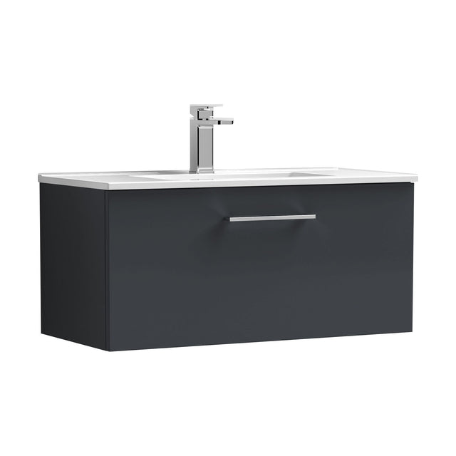 [BFLE1425B] Balterley  Modern Bathroom 1 Soft Close Drawer & Minimalist Wall Hung Vanity Unit Basin, Dark Grey, 435mm - Cutout