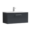 [BFLE1425G] Balterley  Contemporary Bathroom 1-Drawer Wall-Hung Curved Basin Vanity Unit, Dark Grey, 800mm - Cutout