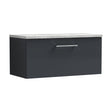 [BFLE1425LBG] Balterley Level 800mm Wall Hung Single Drawer Vanity Unit with Laminate Worktop for Compact Modern Bathroom Storage - Dark Grey - Cutout