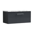 [BFLE1425LCM] Balterley Level 800mm Wall Hung 1 Drawer Vanity Unit with Laminate Worktop for Compact Modern Bathroom Storage - Dark Grey - Cutout