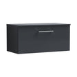 [BFLE1425W] Balterley Level 800mm Wall Hung 1 Drawer Vanity Unit with Worktop Stylish Mid-Size Bathroom Storage - Dark Grey - Cutout