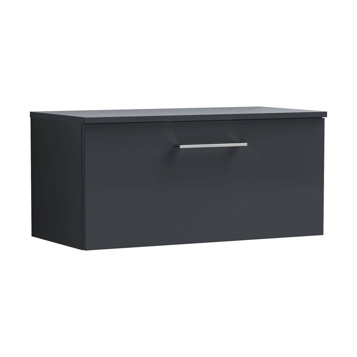 [BFLE1425W] Balterley Level 800mm Wall Hung 1 Drawer Vanity Unit with Worktop Stylish Mid-Size Bathroom Storage - Dark Grey - Cutout