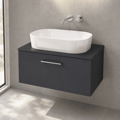 [BFLE1425W] Bramshall Contemporary 1 Soft Close Drawer Wall Hung Vanity Worktop Unit, Choice of Size/Colour