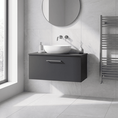 [BFLE1425W] Bramshall Contemporary 1 Soft Close Drawer Wall Hung Vanity Worktop Unit, Choice of Size/Colour