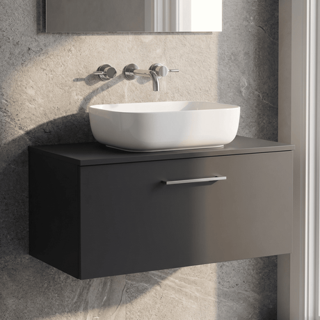 [BFLE1425W] Bramshall Contemporary 1 Soft Close Drawer Wall Hung Vanity Worktop Unit, Choice of Size/Colour - Silo