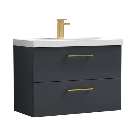 Bramshall Wall Hung 2 Drawer Vanity Unit with Mid-Edge Ceramic Basin - Choice of Colour, Handle Finish and Size