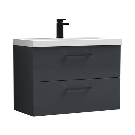 Bramshall Wall Hung 2 Drawer Vanity Unit with Mid-Edge Ceramic Basin - Choice of Colour, Handle Finish and Size