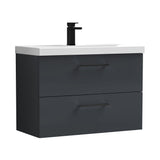 Wall Hung 2 Drawer Vanity Unit with Mid-Edge Ceramic Basin - Choice of Colour, Handle Finish and Size