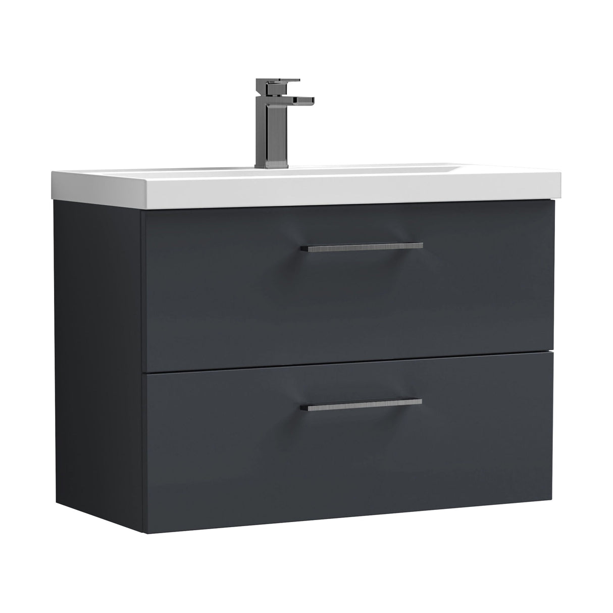 [BFLE1426AH716] Bramshall Wall Hung 2 Drawer Vanity Unit with Mid-Edge Ceramic Basin - Choice of Colour, Handle Finish and Size - Cutout