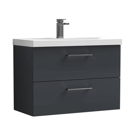 Bramshall Wall Hung 2 Drawer Vanity Unit with Mid-Edge Ceramic Basin - Choice of Colour, Handle Finish and Size