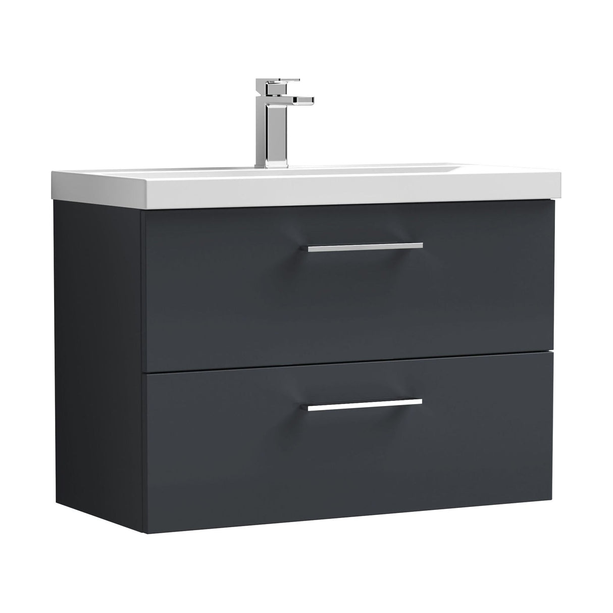 [BFLE1426A] Bramshall Wall Hung 2 Drawer Vanity Unit with Mid-Edge Ceramic Basin - Choice of Colour, Handle Finish and Size - Cutout
