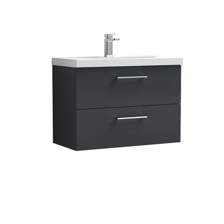 Bramshall Wall Hung 2 Drawer Vanity Unit with Mid-Edge Ceramic Basin - Choice of Colour, Handle Finish and Size