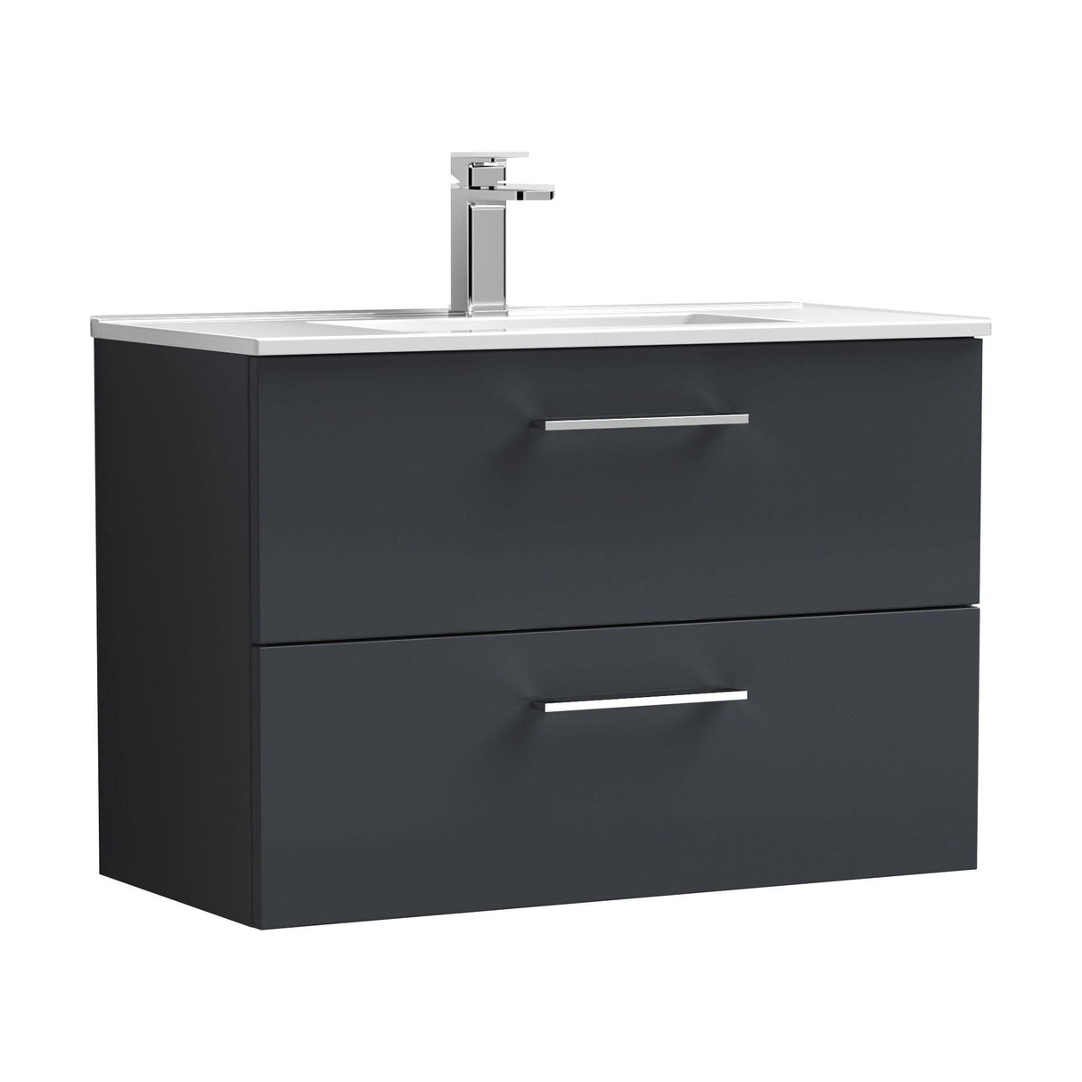 [BFLE1426B] Bramshall Contemporary 2 Soft Close Drawer Wall Hung Vanity Unit, Choice of Size/Basin Type/Colour - Cutout