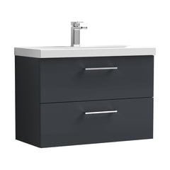 [BFLE1426D] Balterley  Contemporary Bathroom 2 Soft Close Drawers & Thin-Edge Wall Hung Vanity Unit Basin, Dark Grey, 800mm - Cutout