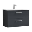 [BFLE1426G] Balterley  Contemporary Bathroom 2-Drawer Wall-Hung Curved Basin Vanity Unit, Dark Grey, 800mm - Cutout