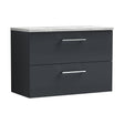 [BFLE1426LBG] Balterley Level 800mm Wall Hung 2 Drawer Vanity Unit with Laminate Worktop for Stylish Compact Bathroom Storage - Dark Grey - Cutout