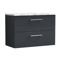[BFLE1426LCM] Balterley Level 800mm Wall Hung 2 Drawer Vanity Unit with Laminate Worktop for Stylish Compact Bathroom Storage Dark Grey - Cutout