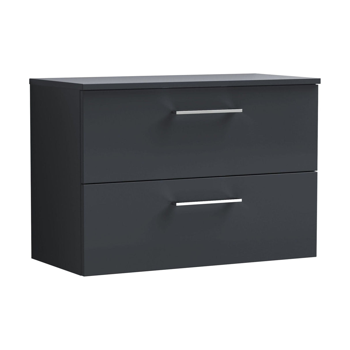 [BFLE1426W] Bramshall Contemporary 2 Soft Close Drawer Wall Hung Vanity Unit with Worktop, Choice of Size and Colour - Cutout