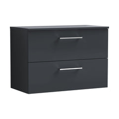 [BFLE1426W] Bramshall Contemporary 2 Soft Close Drawer Wall Hung Vanity Unit with Worktop, Choice of Size and Colour - Cutout