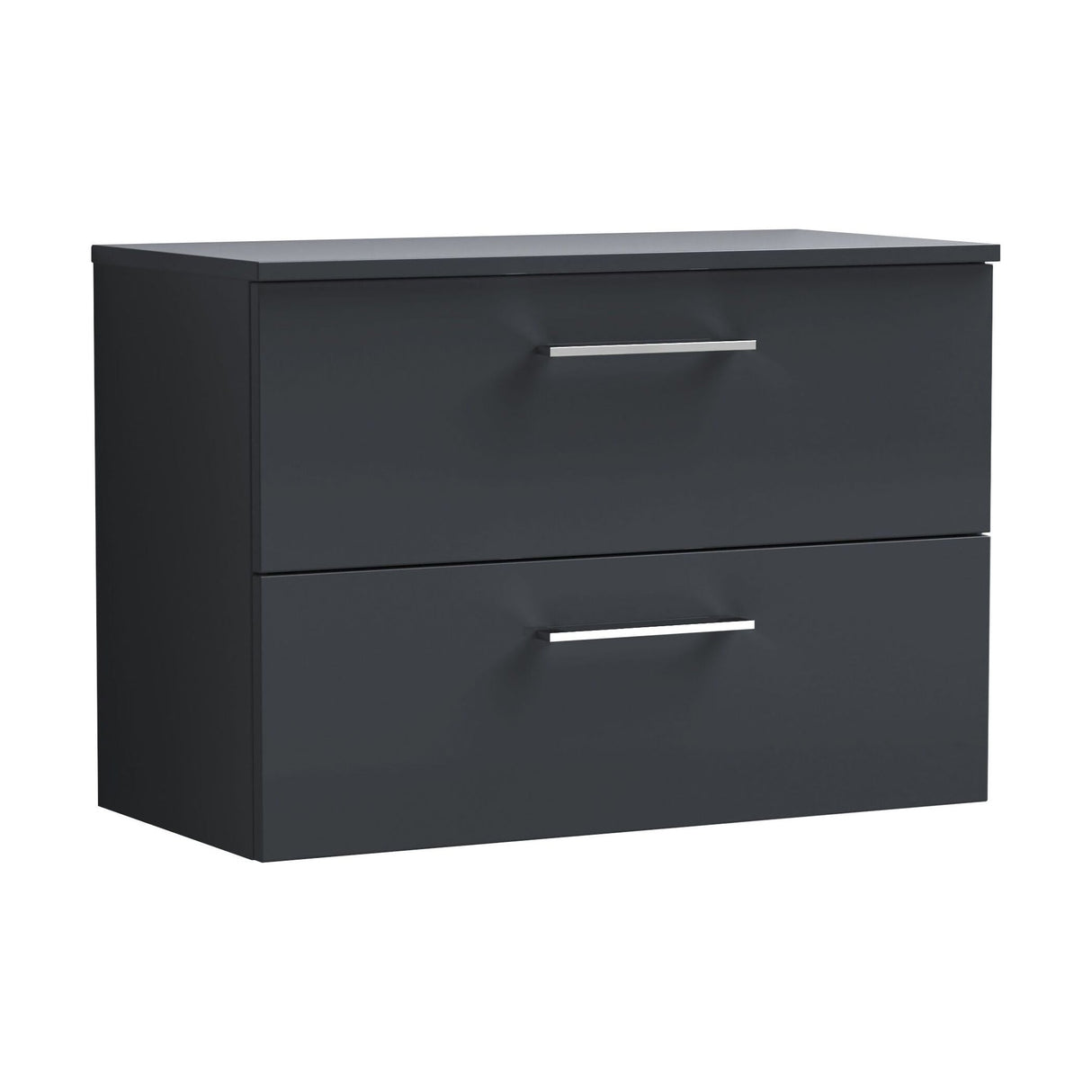 [BFLE1426W] Balterley Level Modern Bathroom 800mm Wall Hung 2 Soft Close Drawer Vanity Unit with Worktop, 557 x 805 x 390mm, Dark Grey - Cutout