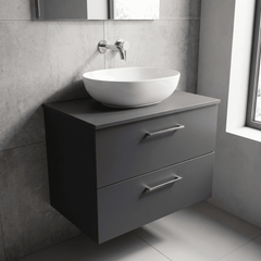 [BFLE1426W] Bramshall Contemporary 2 Soft Close Drawer Wall Hung Vanity Unit with Worktop, Choice of Size and Colour