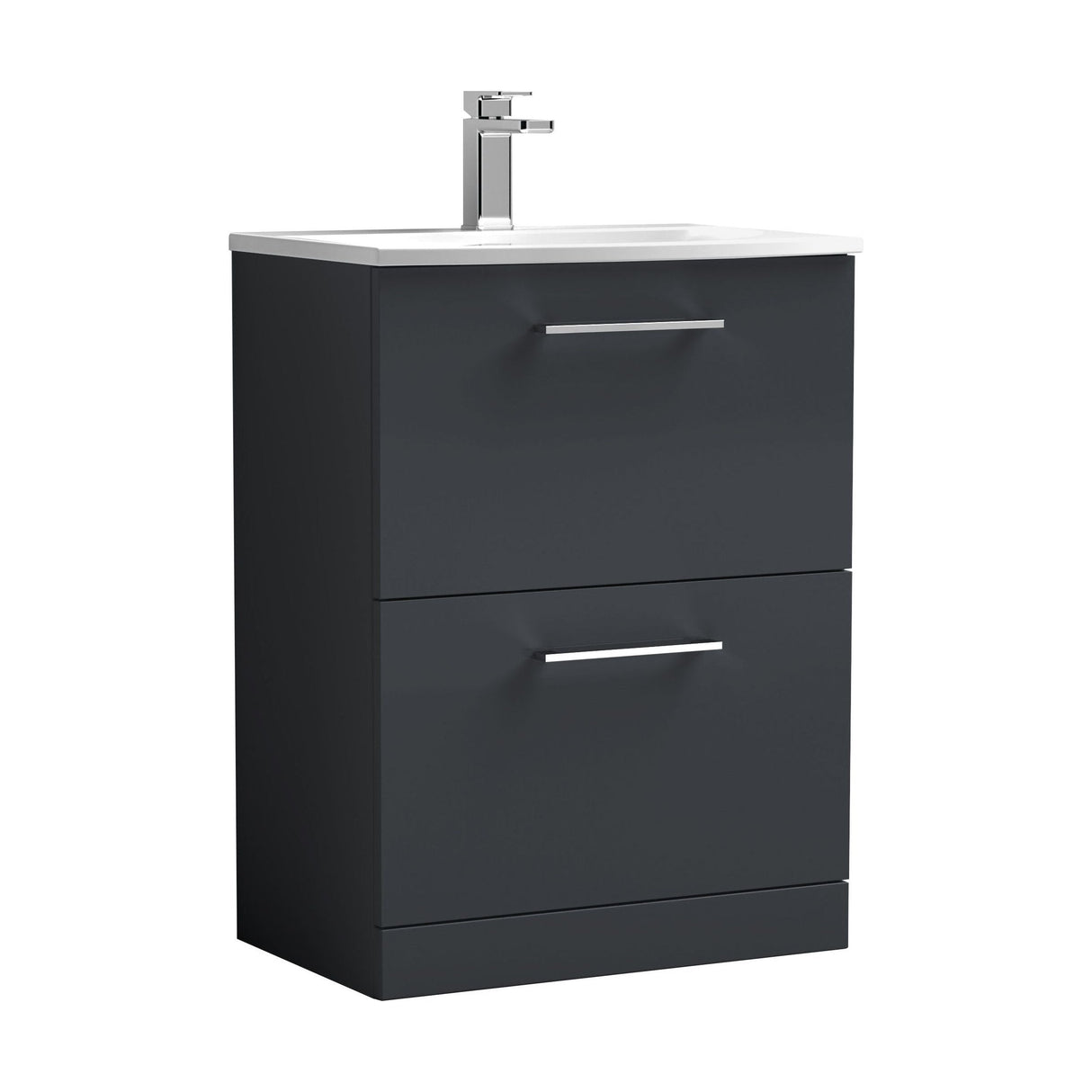 [BFLE1433G] Bramshall Contemporary 2 Drawer Floor Standing Vanity Unit, Choice of Size, Colour and Basin - Cutout