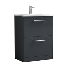 [BFLE1433G] Bramshall Contemporary 2 Drawer Floor Standing Vanity Unit, Choice of Size, Colour and Basin - Cutout