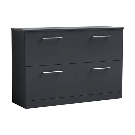 [BFLE1433W2] Balterley Level Modern Bathroom 4 Drawer Floor Standing Vanity Unit with Laminate Worktop & Handles, Dark Grey, 1200 mm - Cutout
