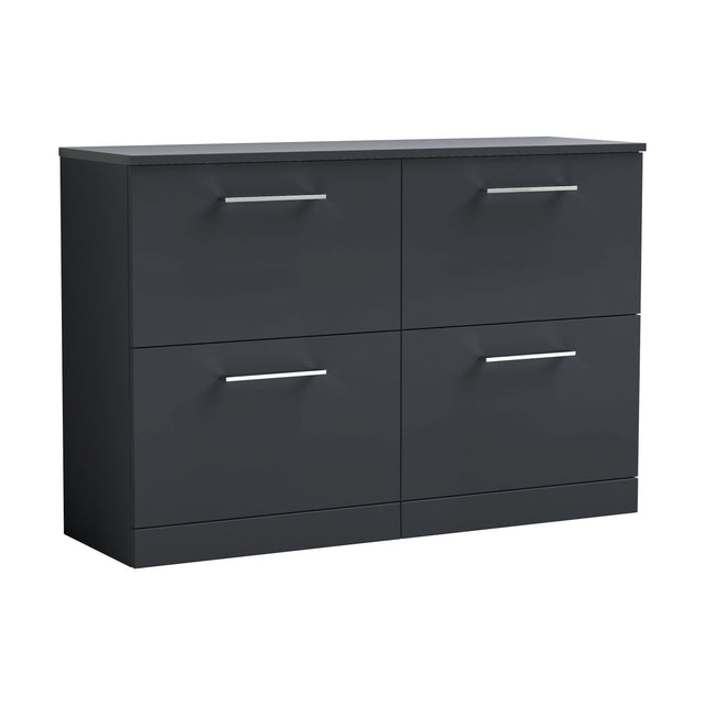 [BFLE1433W2] Balterley Level Modern Bathroom 4 Drawer Floor Standing Vanity Unit with Laminate Worktop & Handles, Dark Grey, 1200 mm - Cutout