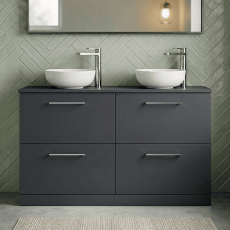 [BFLE1433W2] Bramshall Contemporary 4 Drawer Floor Standing Vanity Unit with Worktop, 1200mm, Choice of Colour - Silo