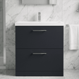 [BFLE1435A] Balterley Modern Bathroom 2 Drawer Floor Standing Vanity Unit & Rectangular Mid-Edge Basin, Dark Grey, 800 mm - Silo