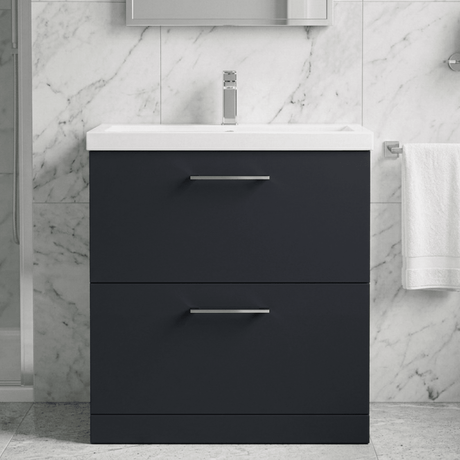 [BFLE1435A] Bramshall Contemporary 2 Drawer Floor Standing Vanity Unit, Choice of Size, Colour and Basin - Silo