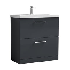 [BFLE1435D] Balterley  Contemporary Bathroom 2 Soft Close Drawers & Thin-Edge Floor Standing Vanity Unit Basin, Dark Grey, 800mm - Cutout