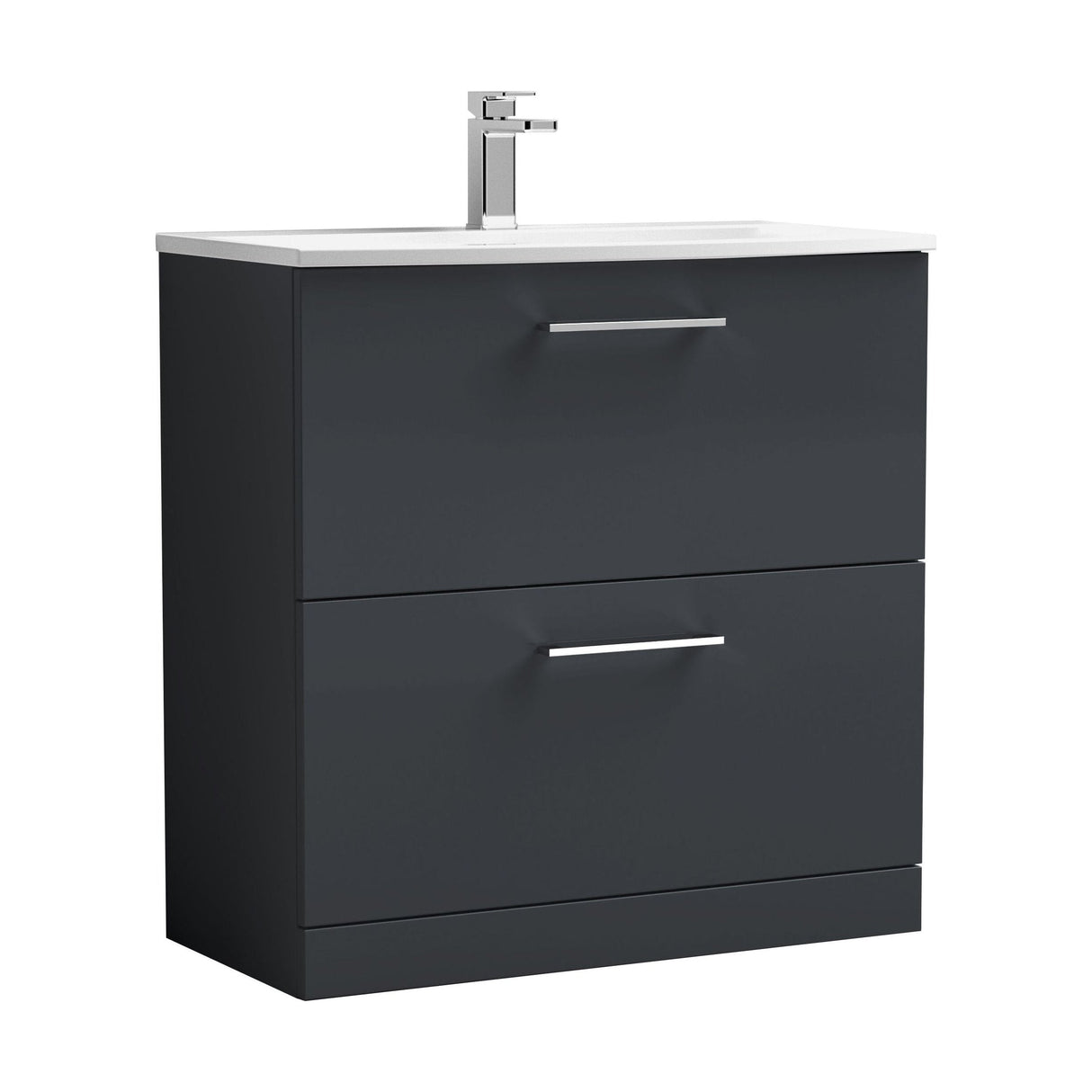 [BFLE1435G] Bramshall Contemporary 2 Drawer Floor Standing Vanity Unit, Choice of Size, Colour and Basin - Cutout