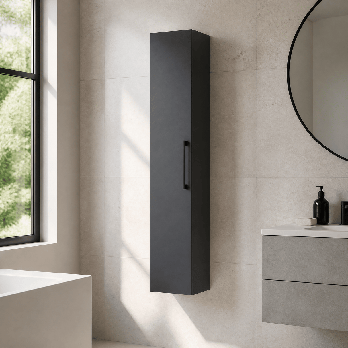 [BFLE1461H018] Bramshall 300mm Wall Hung 1 Door Tall Unit - Choice of Colour and Handle Finish - Lifestyle 3