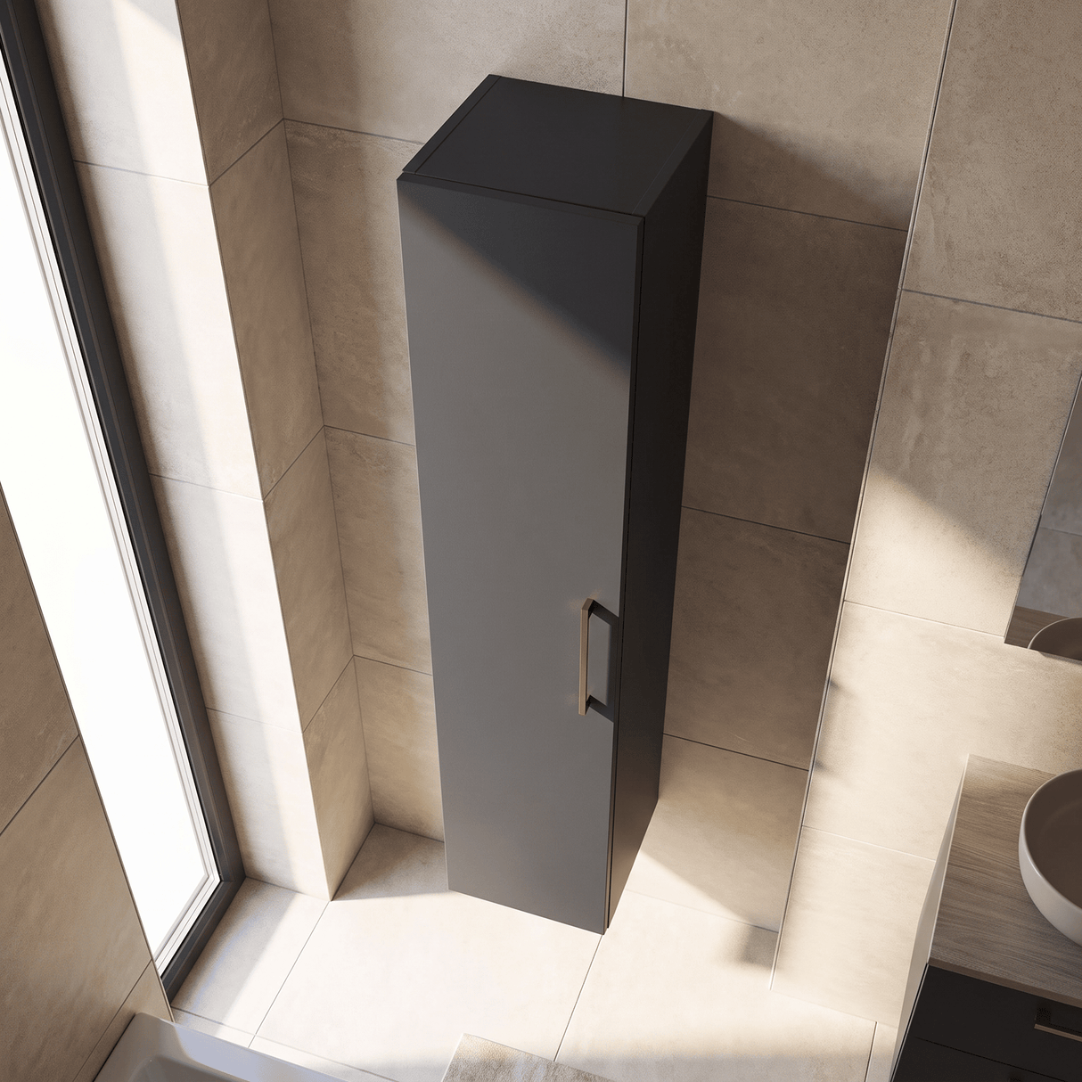 [BFLE1461H019] Bramshall 300mm Wall Hung 1 Door Tall Unit - Choice of Colour and Handle Finish - Lifestyle 2