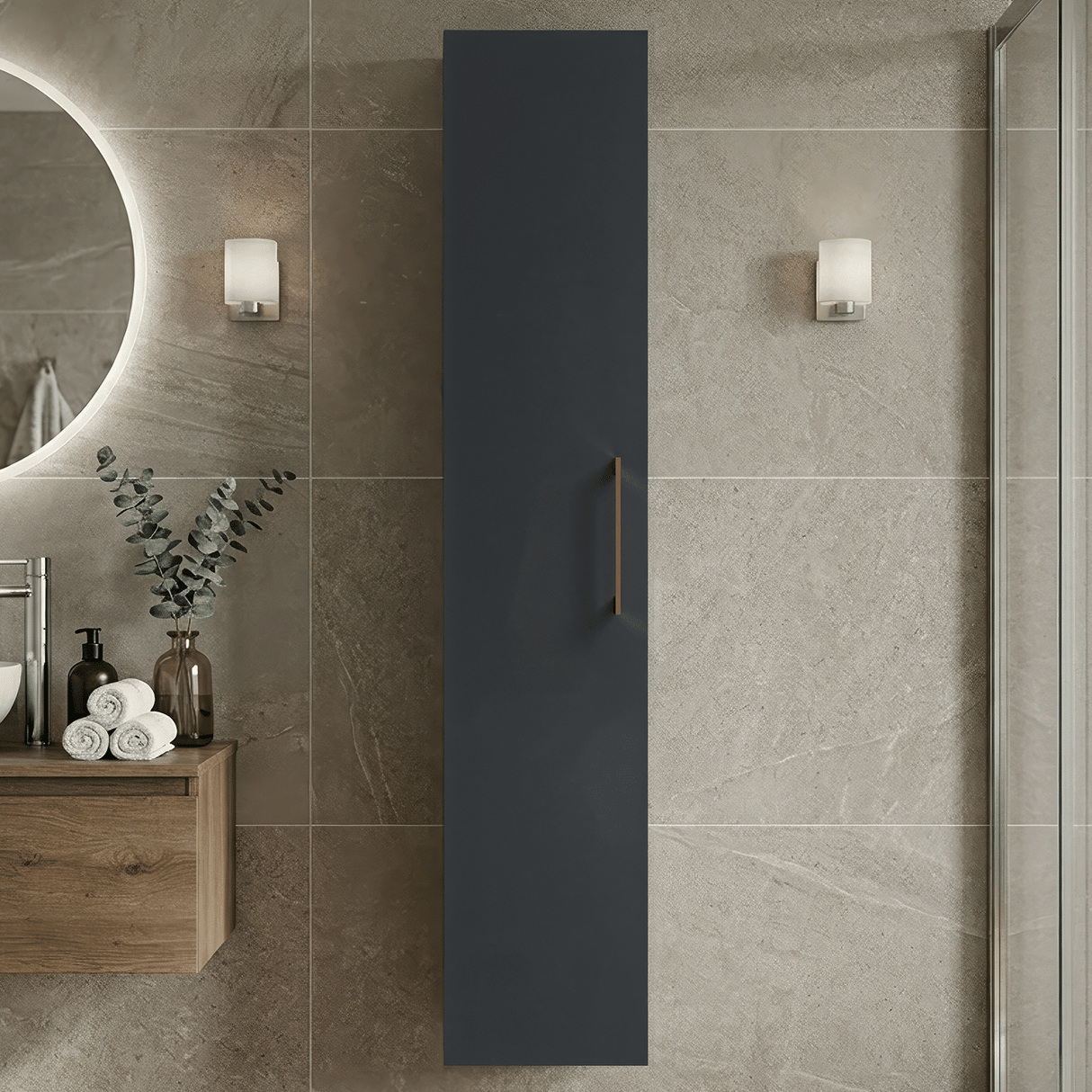 [BFLE1461H1516] Bramshall 300mm Wall Hung 1 Door Tall Unit – Choice of Colour and Handle Finish - Silo