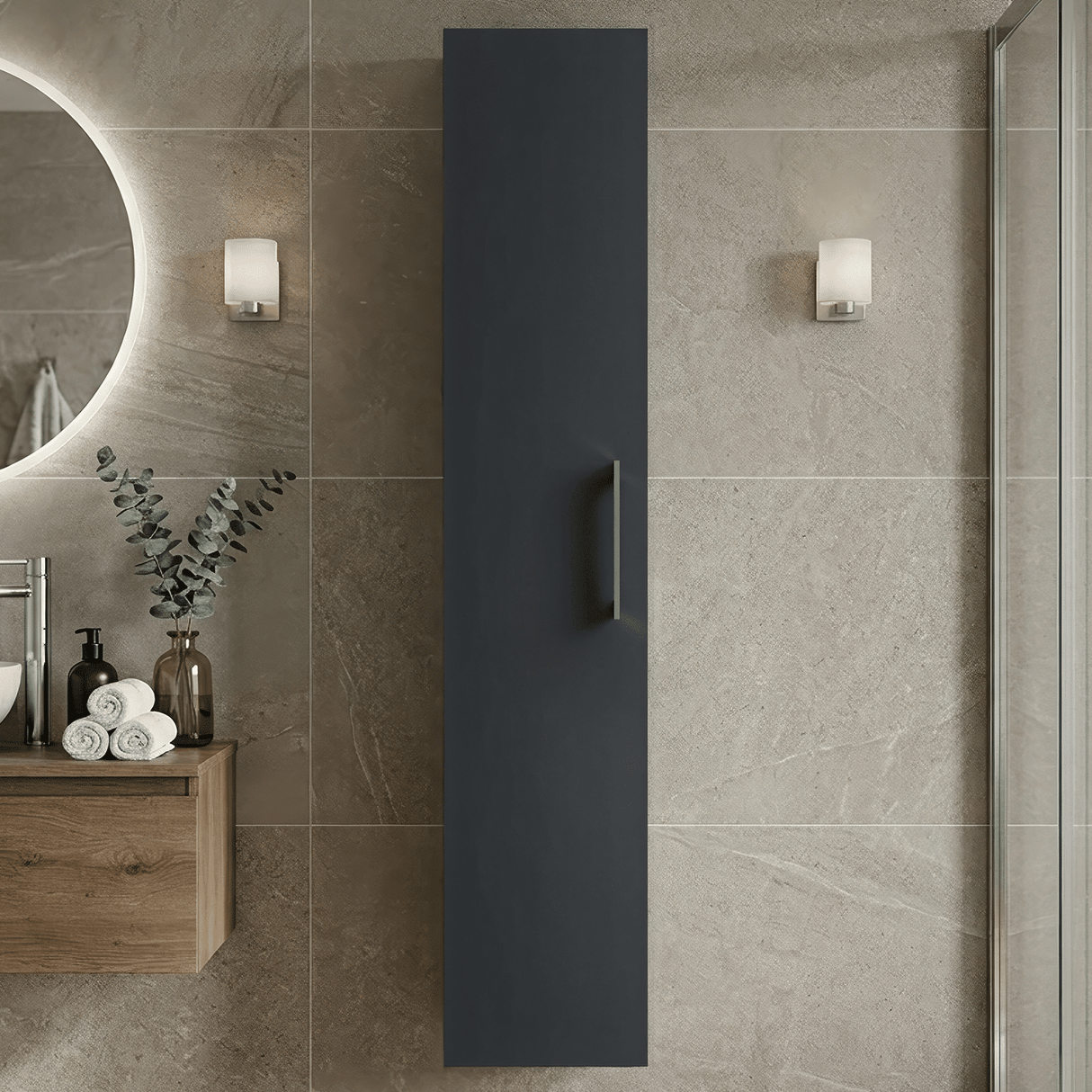 [BFLE1461H716] Bramshall 300mm Wall Hung 1 Door Tall Unit – Choice of Colour and Handle Finish - Silo