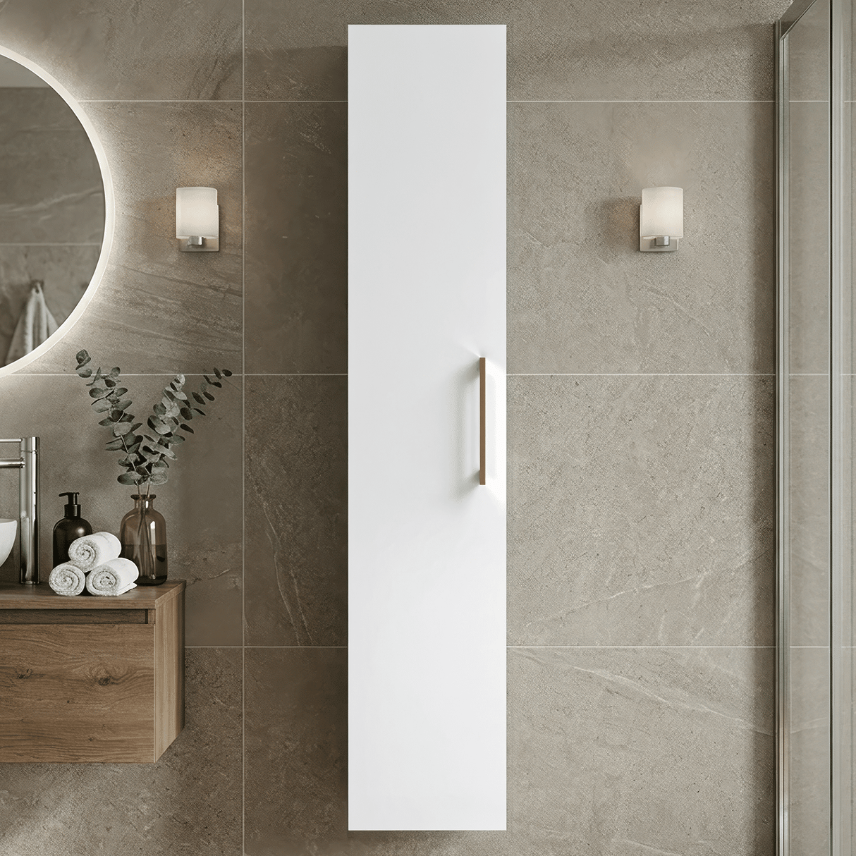 [BFLE161H019] Bramshall 300mm Wall Hung 1 Door Tall Unit – Choice of Colour and Handle Finish - Silo