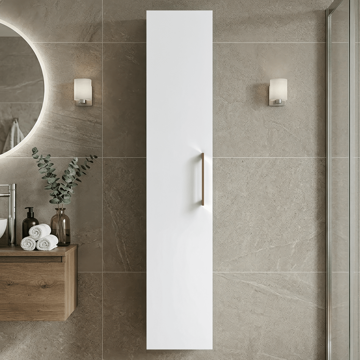 [BFLE161H1516] Bramshall 300mm Wall Hung 1 Door Tall Unit – Choice of Colour and Handle Finish - Silo